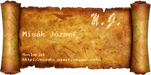 Misák József névjegykártya
